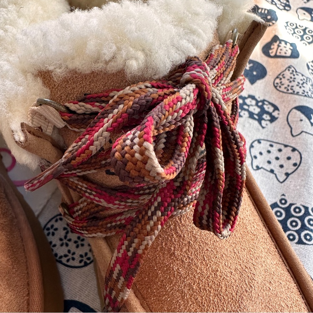 Ugg Classic Mini Platform Tied Series Plush-Lined Platform Ankle Boots - Picture 3 of 9